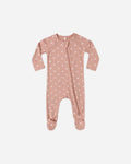 Quincy Mae Bamboo Zip Footie - Pink Hearts