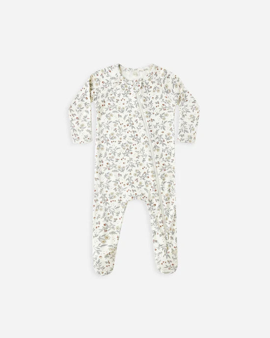Quincy Mae Bamboo Zip Footie - Woodland
