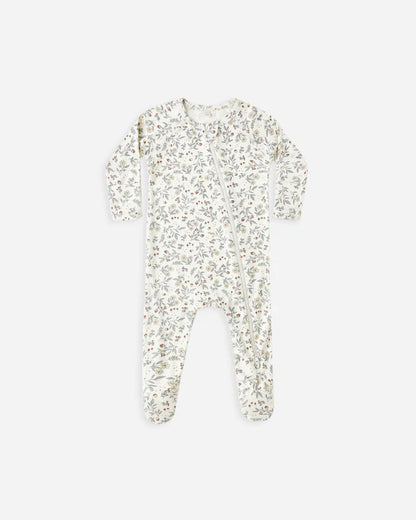 Quincy Mae Bamboo Zip Footie - Woodland