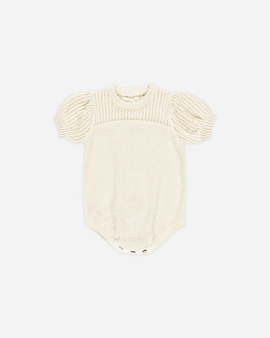 Quincy Mae Pointelle Knit Romper - Natural