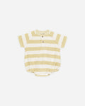 Quincy Mae Terry Henley Romper || Yellow Stripe