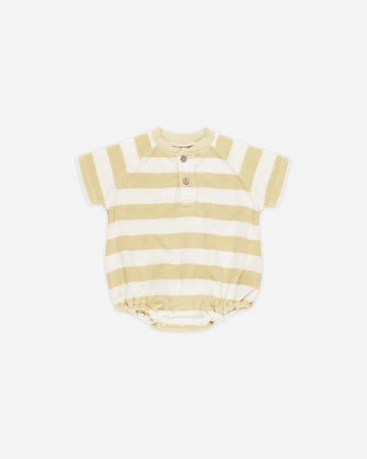 Terry Henley Romper || Yellow Stripe