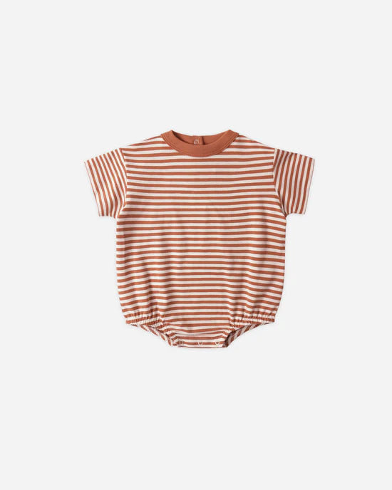 Quincy Mae Relaxed Bubble Romper - Poppy Stripe