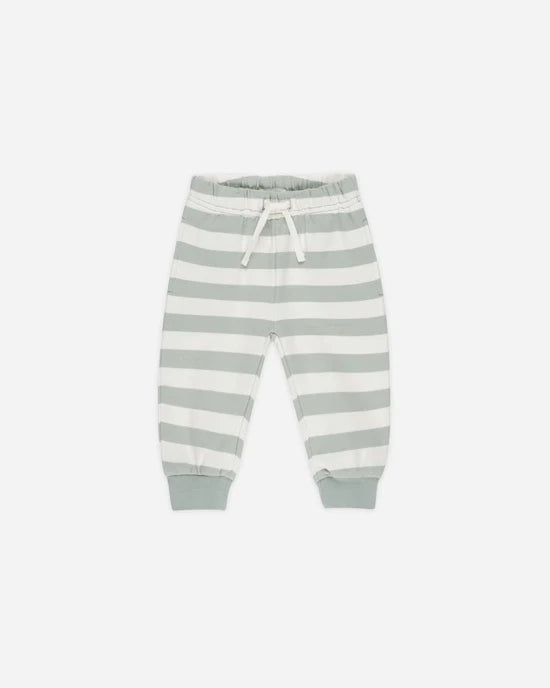 Quincy Mae Relaxed Sweatpant - Sage Stripe