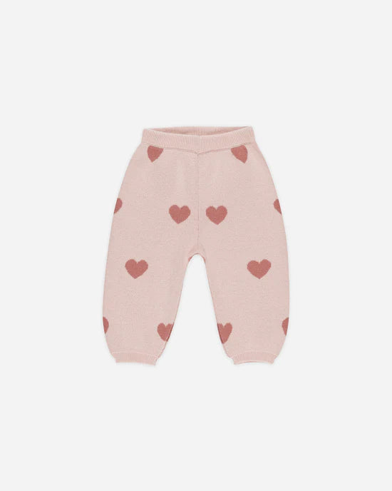 Quincy Mae Heart Knit Pants - Bubblegum