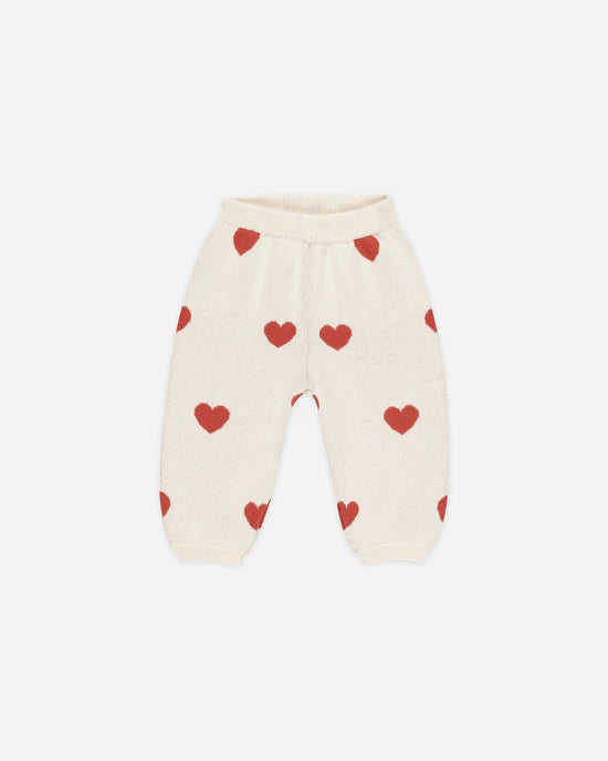 Quincy Mae Heart Knit Pants - Natural
