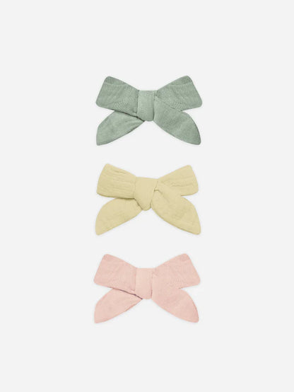 Bow with Clip, Set Of 3 | Sage, Yellow, Melon