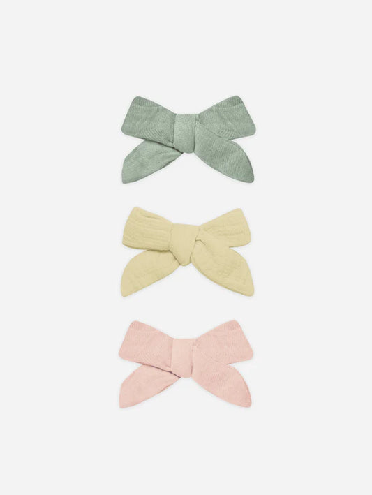 Bow with Clip, Set Of 3 | Sage, Yellow, Melon