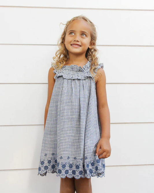 Lennon Dress - Marine Gingham