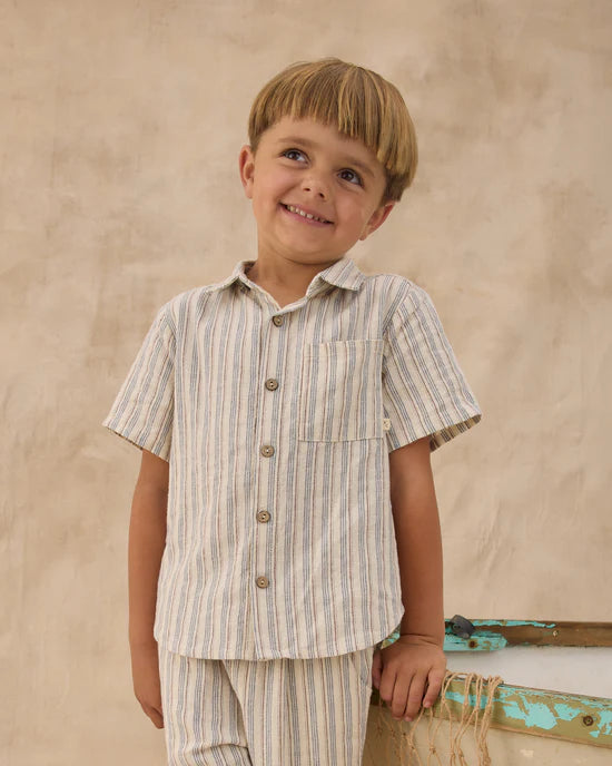 Rylee & Cru Collared Short Sleeve Shirt Nautical Stripe