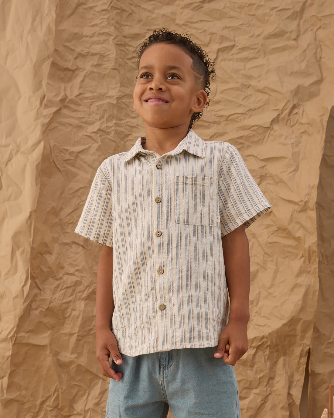 Collared Short Sleeve Shirt Nautical Stripe