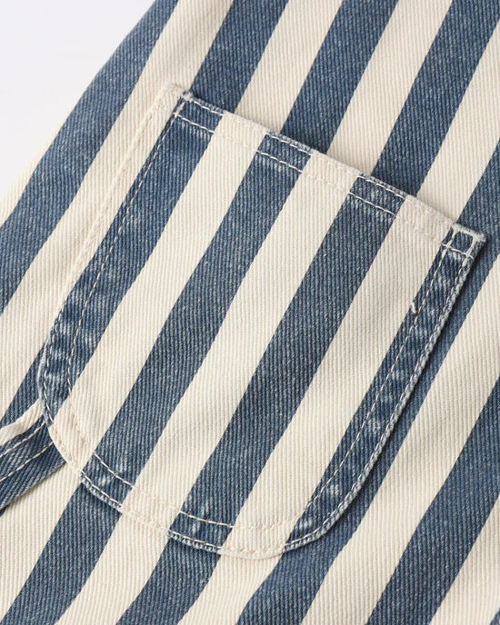 Rylee & Cru Denim Shortall - Navy Stripe