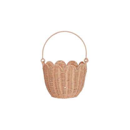 Rattan Tulip Carry Basket | Seashell Pink