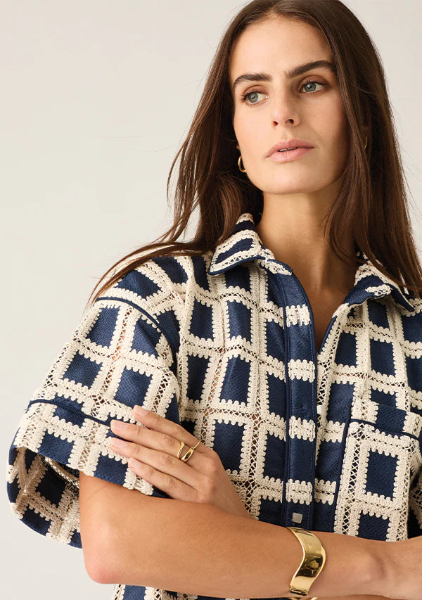 MOS the Label Lara Crochet Shirt - Navy