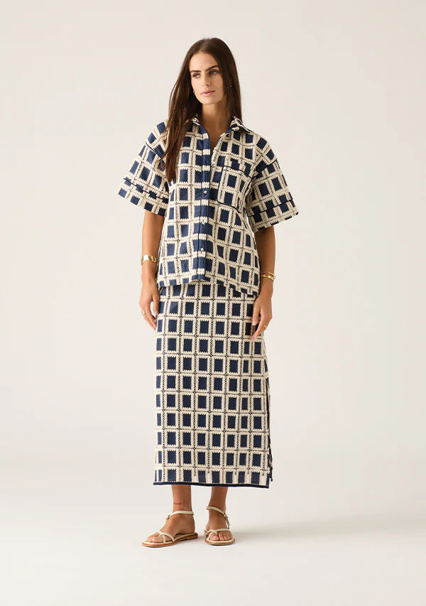 MOS the Label Lara Crochet Shirt - Navy