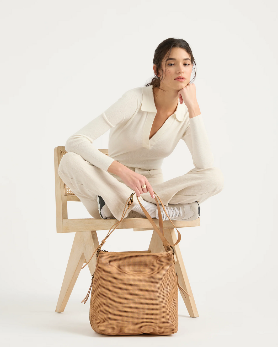 Perforated Slouchy- Tan