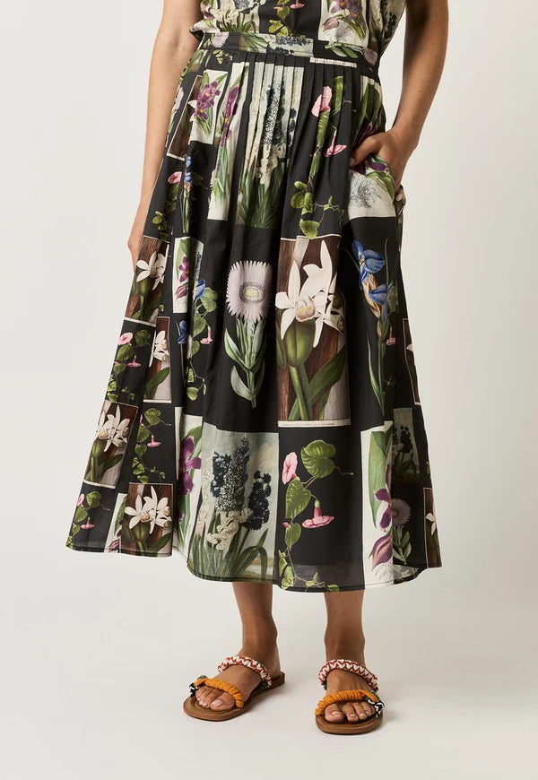 Nancybird Alma Yoke Skirt - Charcoal Archive Floral