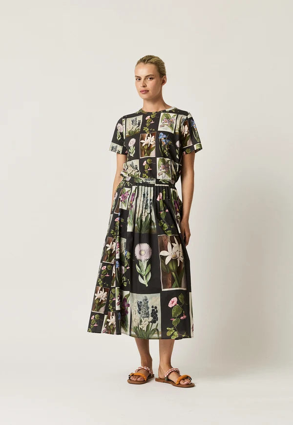 Nancybird Alma Yoke Skirt - Charcoal Archive Floral