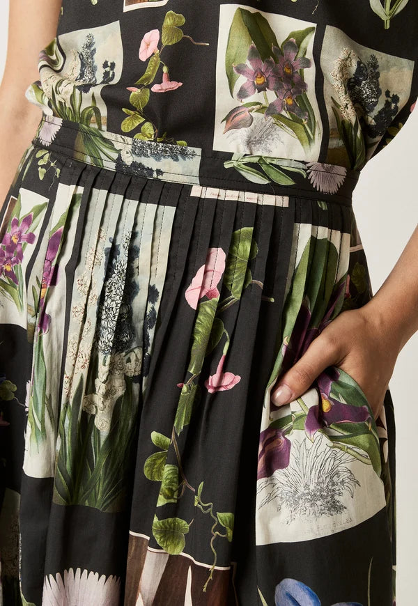 Nancybird Alma Yoke Skirt - Charcoal Archive Floral