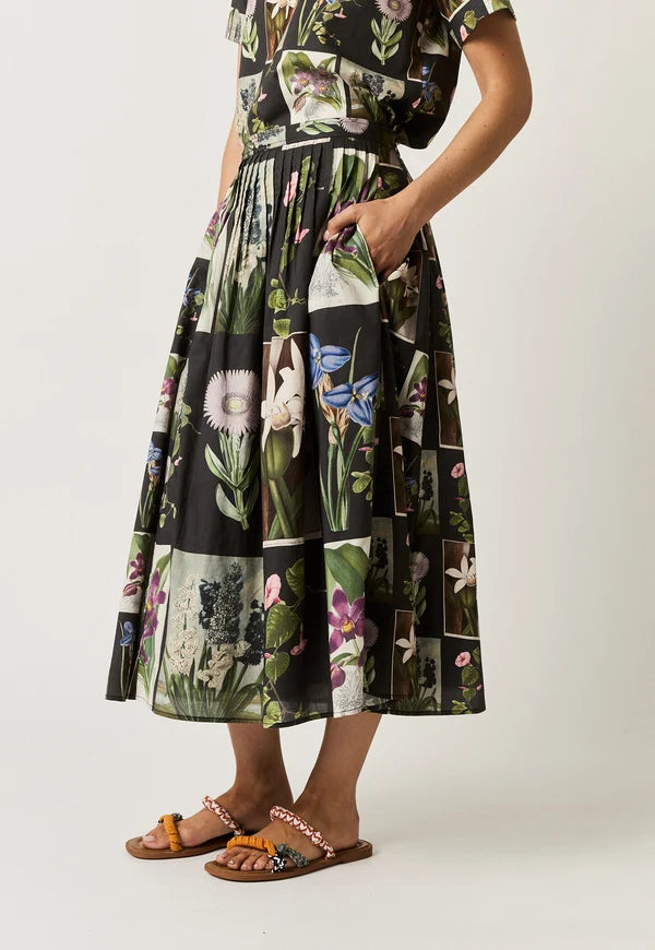 Nancybird Alma Yoke Skirt - Charcoal Archive Floral