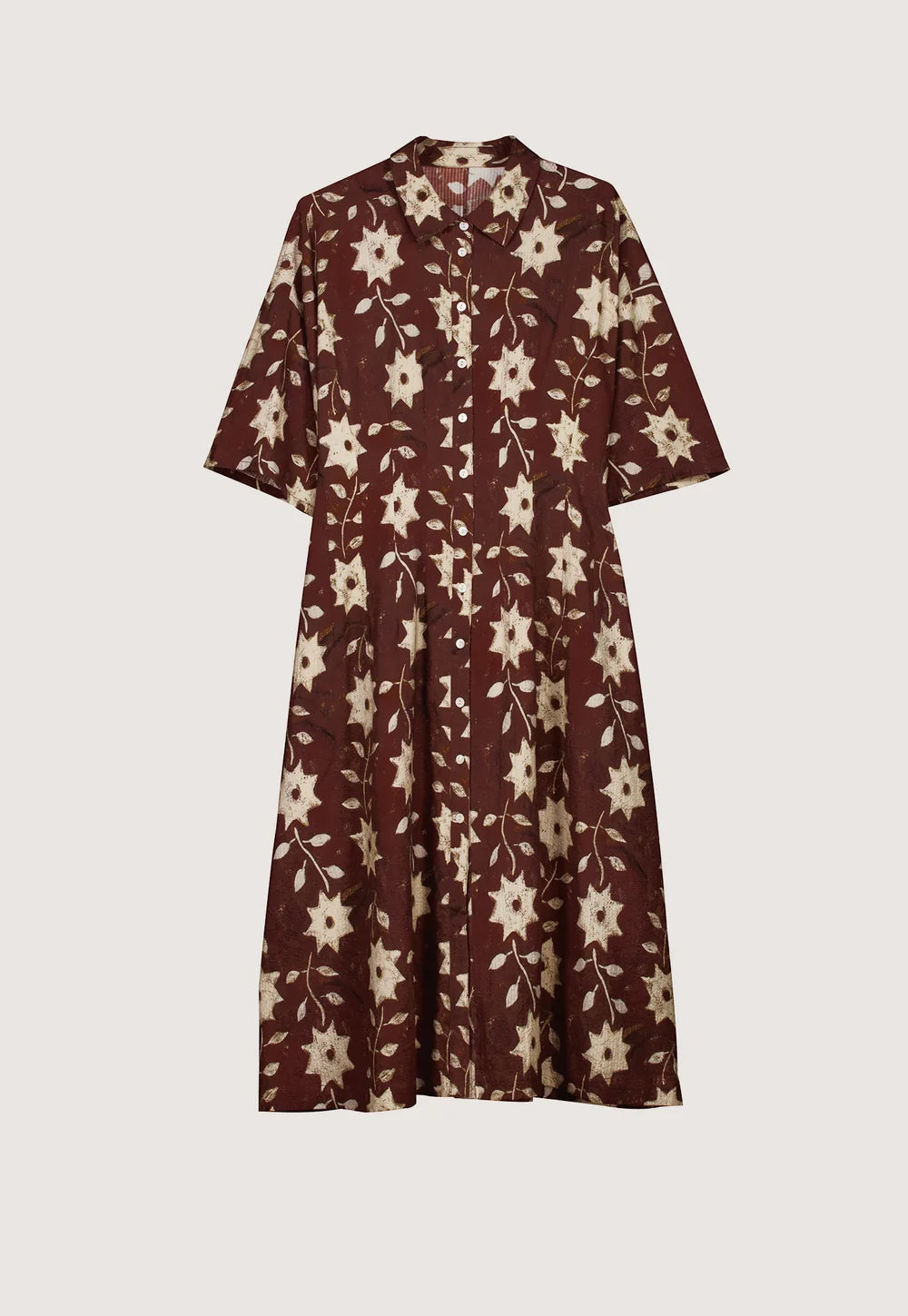 Nancybird Paloma Short Sleeve Dress - Ochre Flower