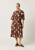 Nancybird Paloma Short Sleeve Dress - Ochre Flower