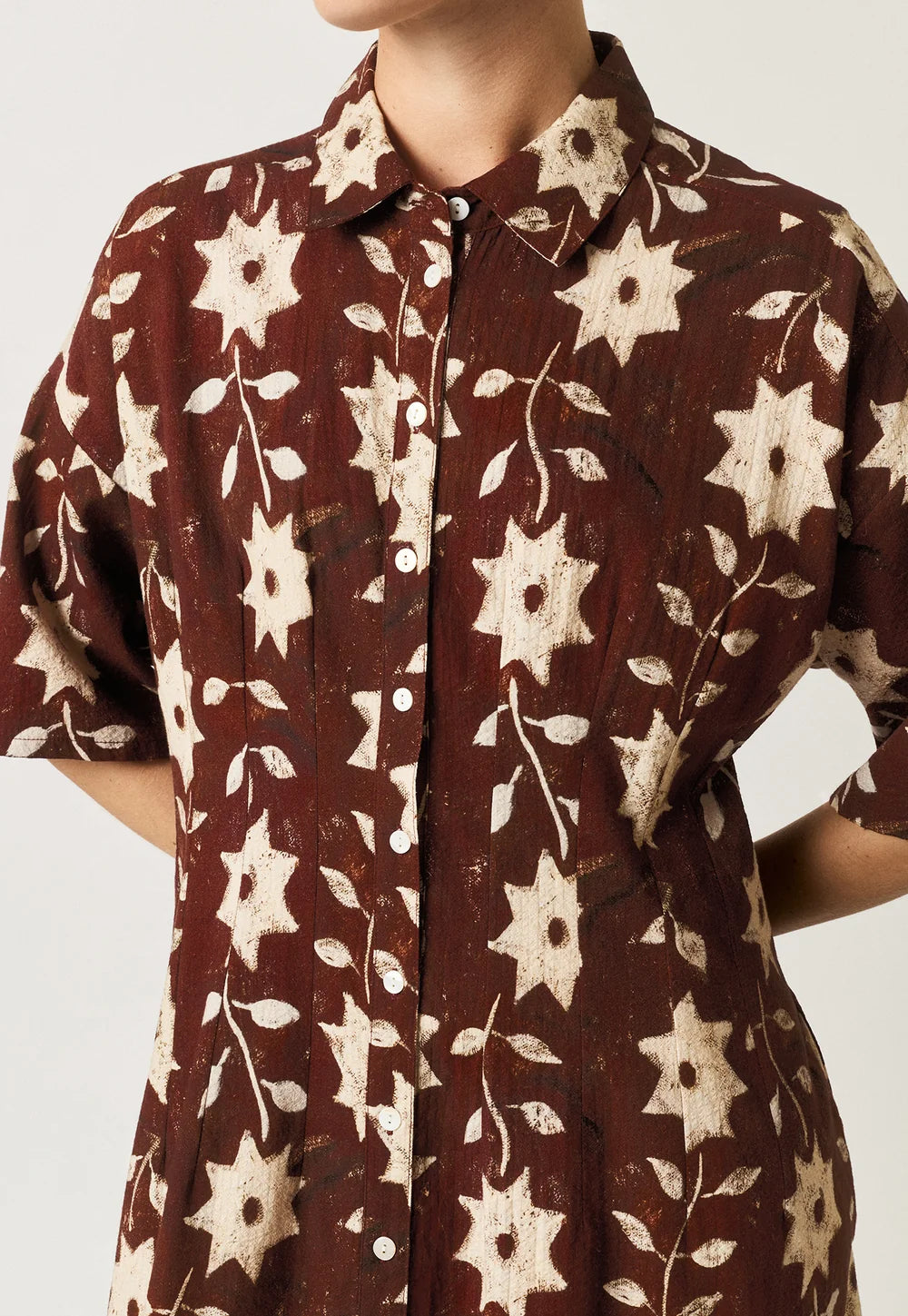 Nancybird Paloma Short Sleeve Dress - Ochre Flower
