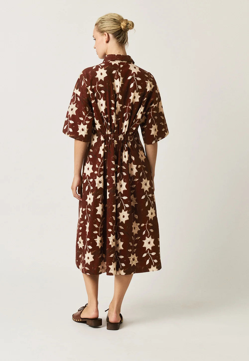 Nancybird Paloma Short Sleeve Dress - Ochre Flower