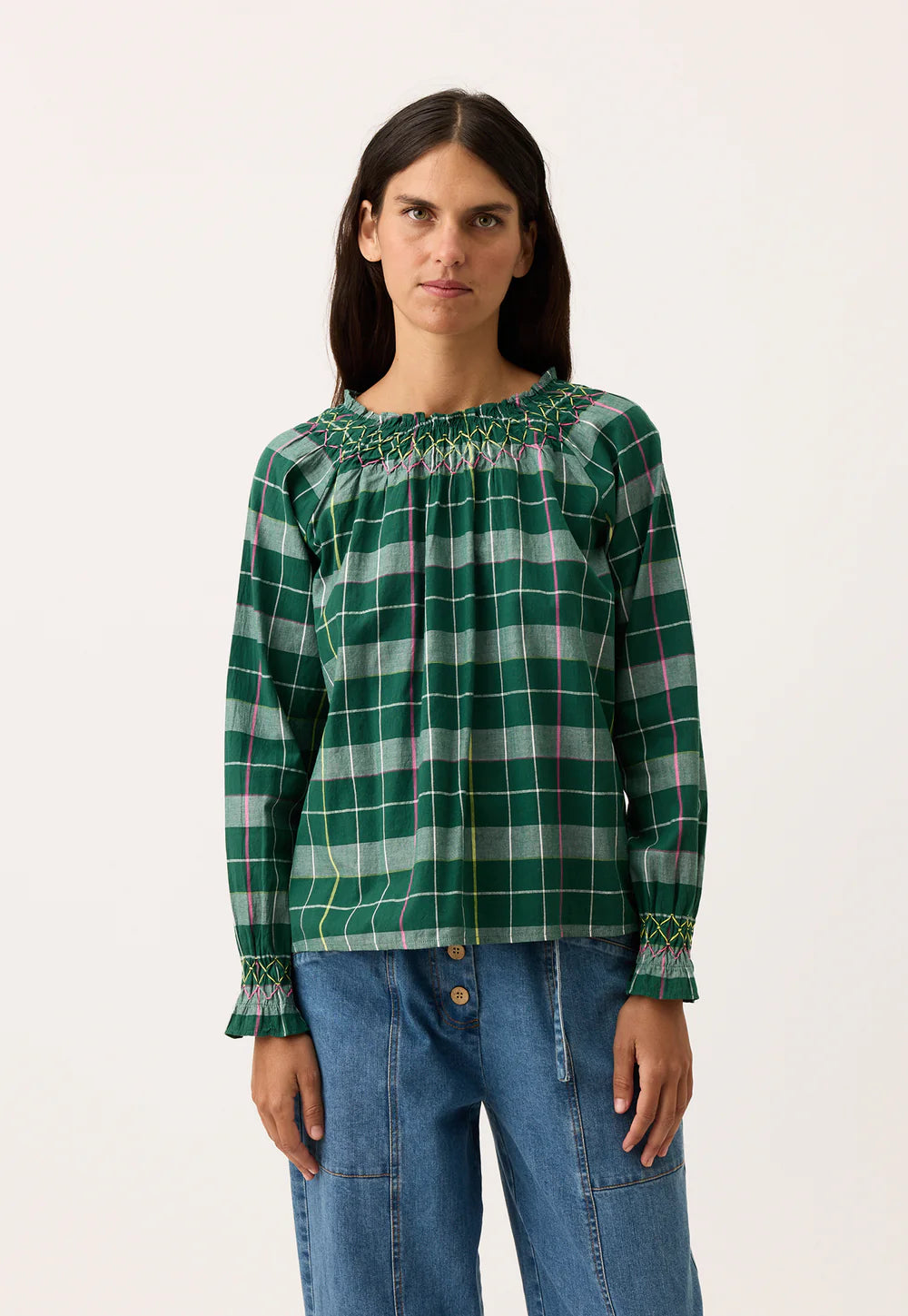 Nancybird Rowena Smocked Blouse | Fern