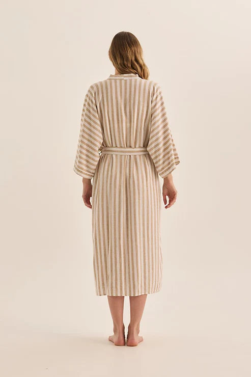 Sunny Natural Stripe Linen Robe