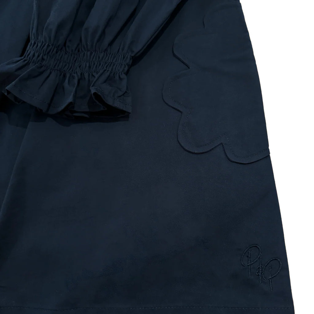 Prudie & Primmie Scallop Detail Smock Dress - Navy Blue