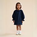 Prudie & Primmie Scallop Detail Smock Dress - Navy Blue