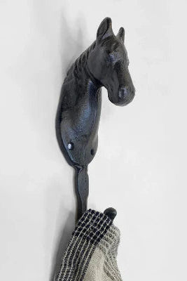 French Country Harriet Horse Iron Hook - Black