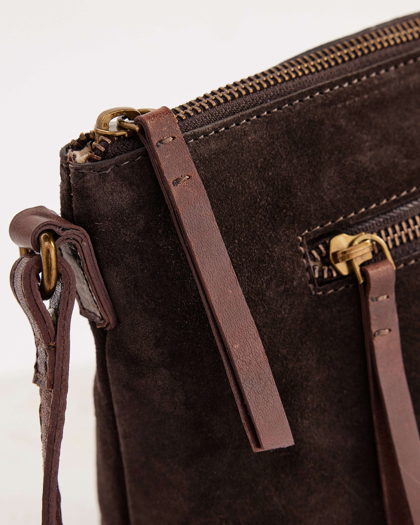 Juju & Co. Suede Essential Crossbody Bag - Chocolate