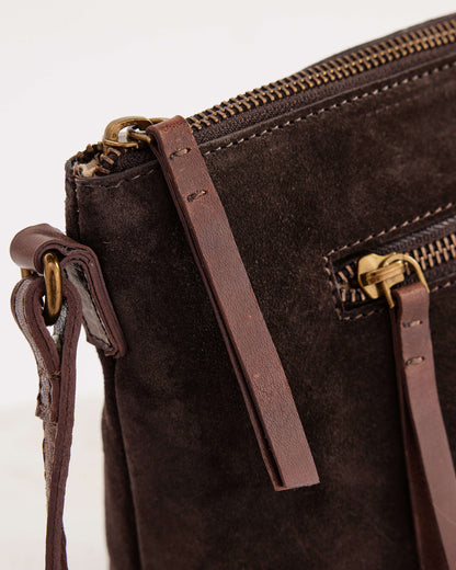 Juju & Co. Suede Essential Crossbody Bag - Chocolate