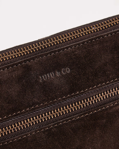 Juju & Co. Suede Essential Crossbody Bag - Chocolate