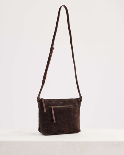 Juju & Co. Suede Essential Crossbody Bag - Chocolate
