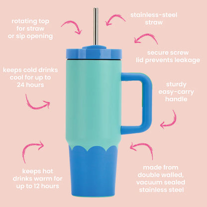 Super Sip 850mL- Stainless Steel | Green/Pink
