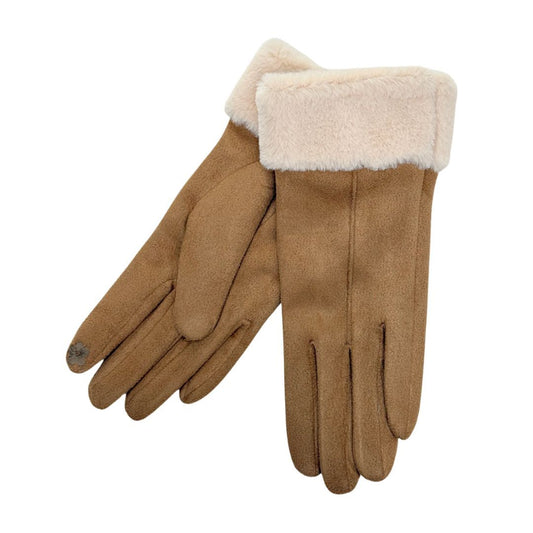 Faux Fur Double Layer Gloves - Camel
