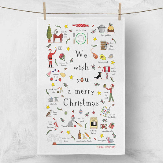 A Merry Christmas Linen Tea Towel