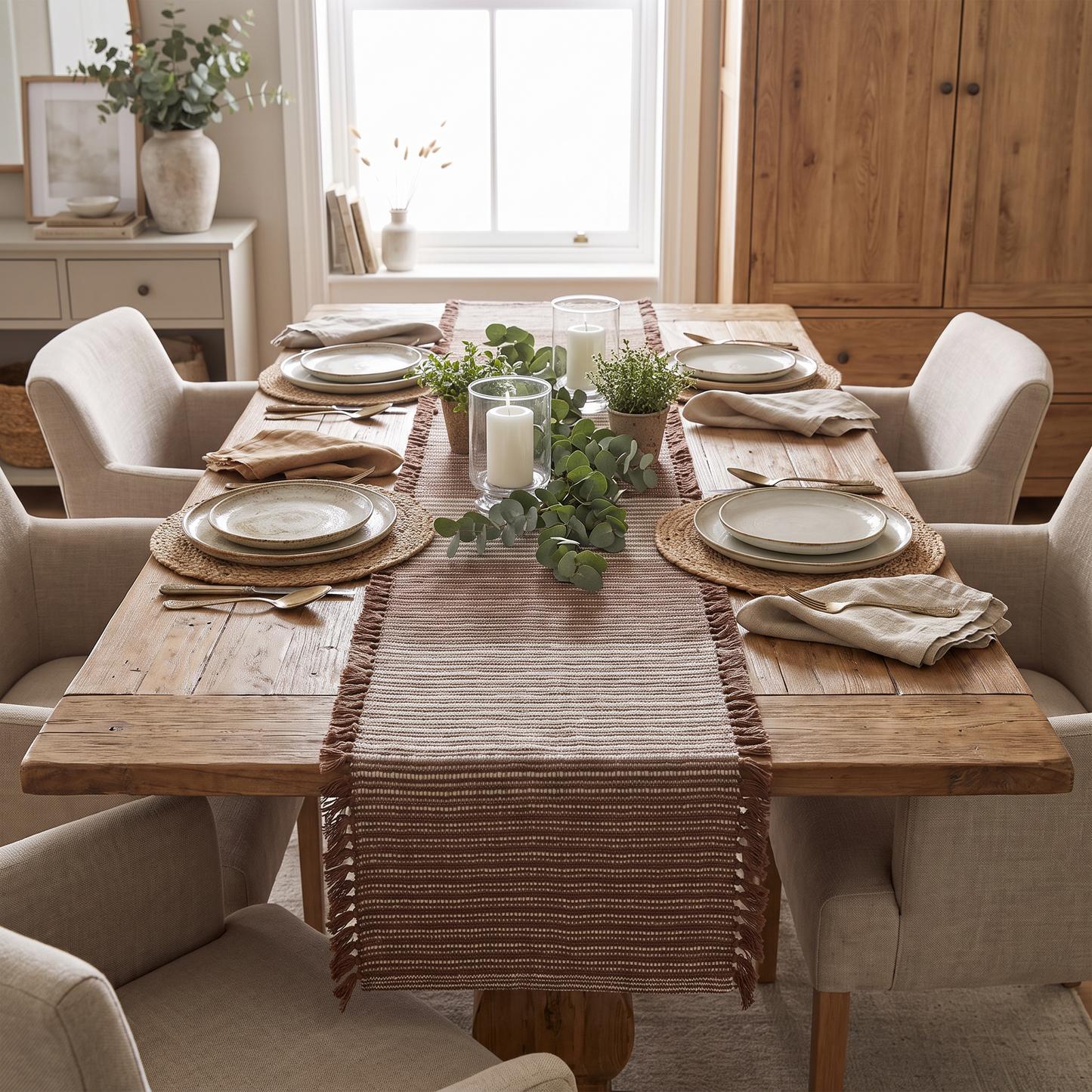 Textured Chocolate Table Runner - 140 x 35 cm