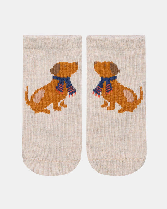 Organic Jacquard Ankle Socks - Puppy Dog