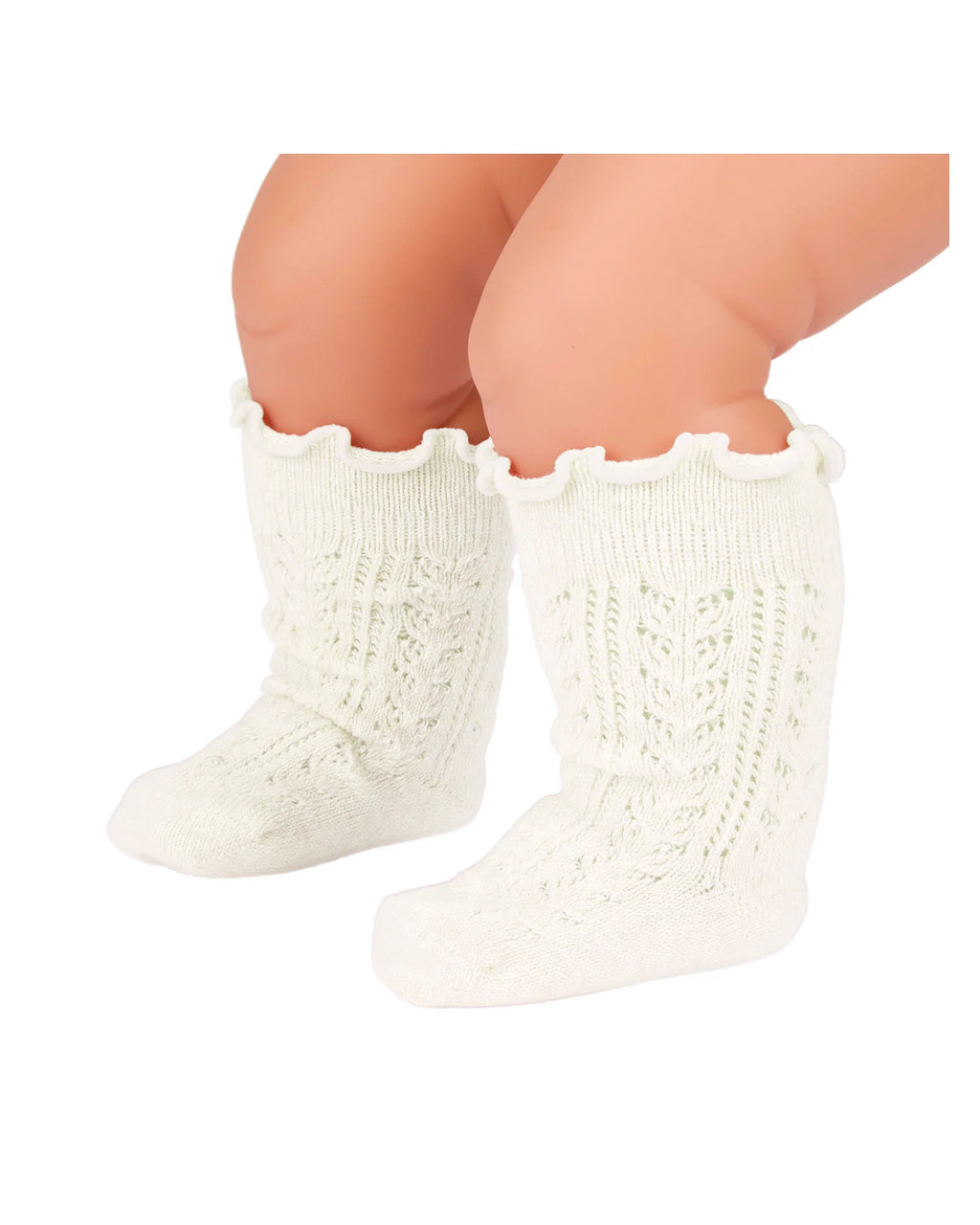 Toshi Organic Frilly Lace Knee Socks - Cream