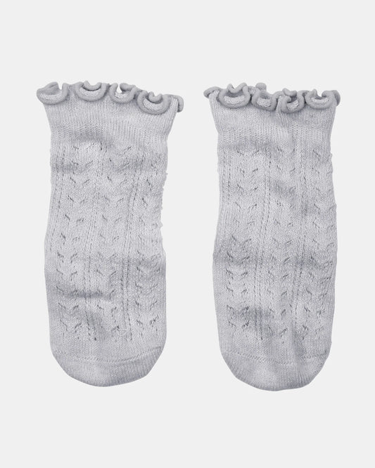Organic Frilly Lace Knee Socks - Fog