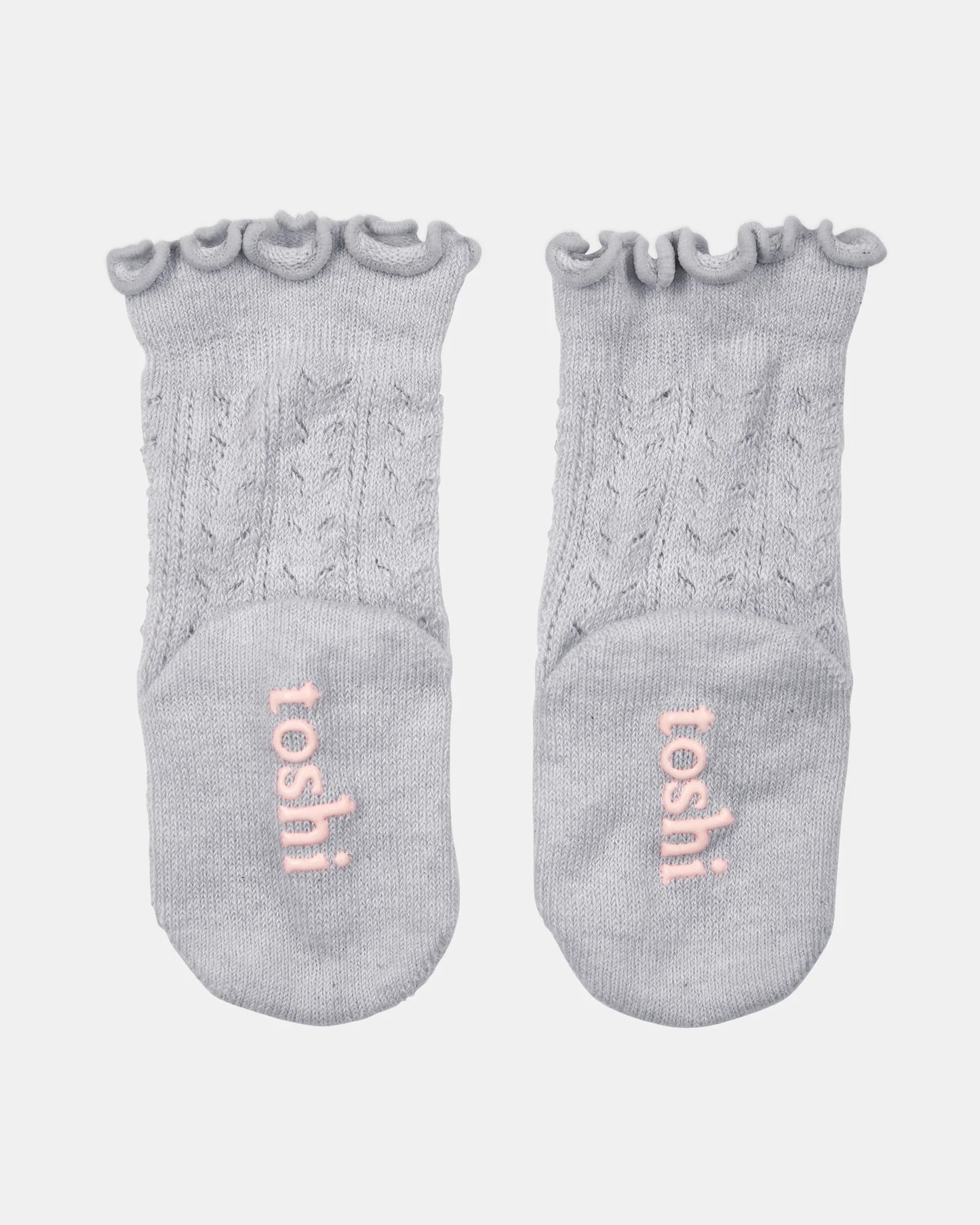 Organic Frilly Lace Knee Socks - Fog