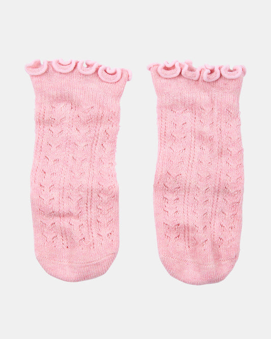 Organic Frilly Lace Knee Socks - Misty Rose