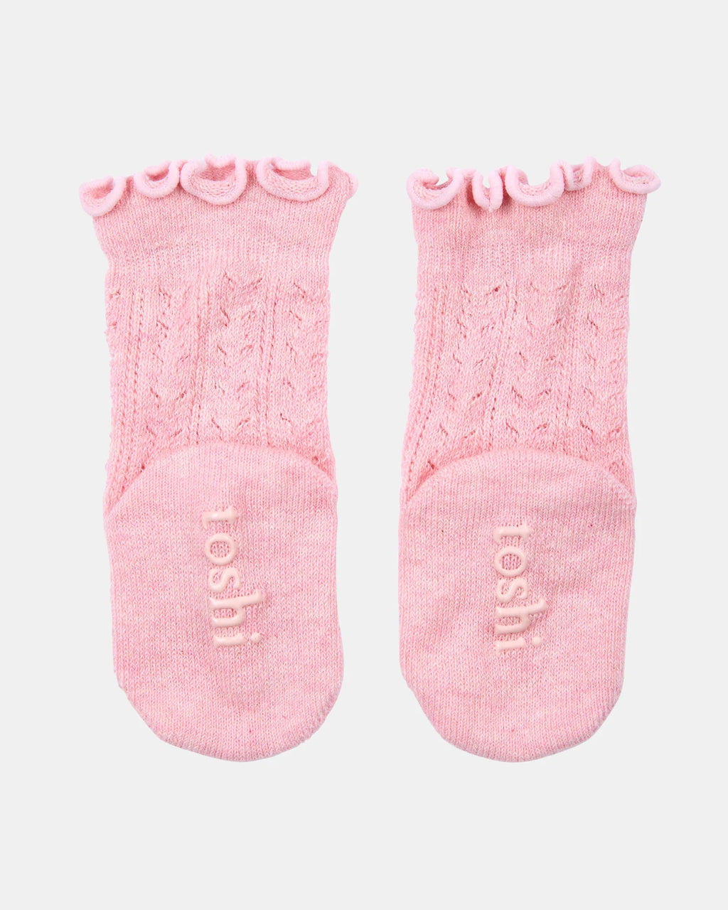 Toshi Organic Frilly Lace Knee Socks - Misty Rose
