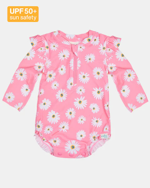 Toshi Ripple Swim Onesie L/S - Daisy Watermelon