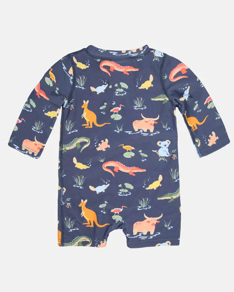 Toshi Splash Swim Onesie L/S - Kakadu Moonlight