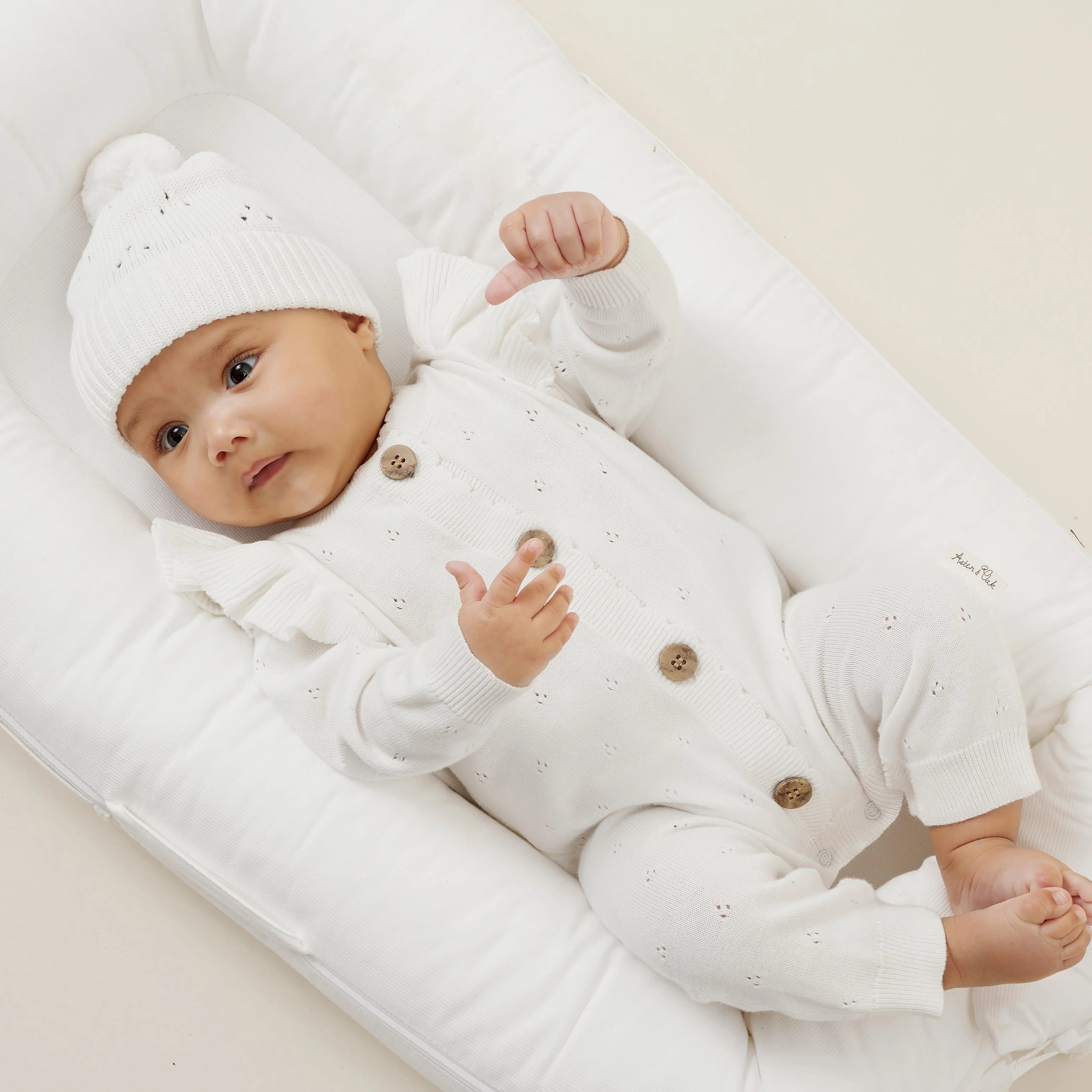 Ivory Pointelle Knit Romper